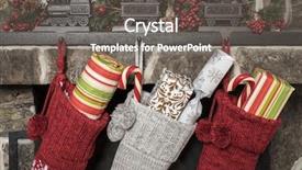  Presentation with christmas stocking - Presentation theme having stuffed stockings hanging background and a gray colored foreground