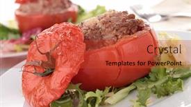  Presentation with vegetables - Beautiful PPT theme featuring stuffed-vegetables backdrop and a red colored foreground