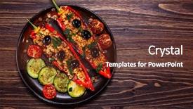  Presentation with hydroponics vegetables hydroponic vegetable - PPT layouts enhanced with pepper stuffed with groats background and a tawny brown colored foreground