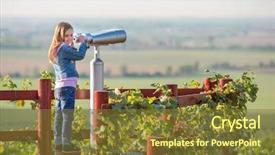  Presentation with wooden - Colorful PPT theme enhanced with stumps - little blond girl standing backdrop and a tawny brown colored foreground