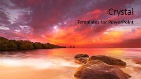  Presentation with peaceful - Presentation theme consisting of stunning - peaceful tropical scene at sunset background and a  colored foreground