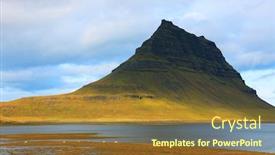  Presentation with blue mountain - Theme with stunning-and-famous-kirjkufell-arrowhead background and a tawny brown colored foreground