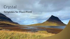  Presentation with blue mountain - Colorful PPT layouts enhanced with stunning-and-famous-kirjkufell-arrowhead backdrop and a light blue colored foreground