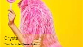  Presentation with lollipop - Colorful slide set enhanced with stunning-fashionable-model-posing backdrop and a yellow colored foreground