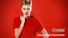  Presentation with events fashion show a - Theme with stunning female model in red background and a crimson colored foreground