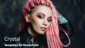  Presentation with pink beauty - Amazing presentation theme having stunning female model with pink dreadlocks posing on a dark background trendy hairstyles beauty fashion backdrop and a wine colored foreground