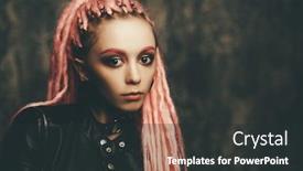  Presentation with pink beauty - Colorful PPT theme enhanced with stunning female model with pink dreadlocks posing on a dark background trendy hairstyles beauty fashion backdrop and a dark gray colored foreground
