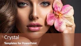  Presentation with hair corporate female - Presentation theme with stunning girl holds flower near eyes beautiful woman with brown hair beauty treatments closeup portrait of a healthy caucasian female stunning girl background and a tawny brown colored foreground