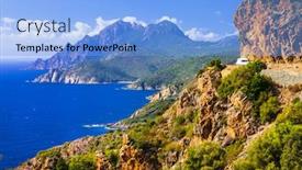  Presentation with island party - Audience pleasing presentation theme consisting of stunning ladscapes of corsica island backdrop and a light blue colored foreground