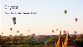  Presentation with hot air balloons - Presentation theme with stunning-landscape-view-of-hot background and a sky blue colored foreground
