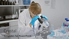  Presentation with medical profession - Presentation design with stunning-middle-age-blonde-woman and a light gray colored foreground