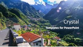  Presentation with green mountains - Presentation theme featuring stunning-nature-scenery-of-volcanic background and a ocean colored foreground