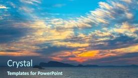  Presentation with sunset - Presentation theme having stunning-sunset-in-the-aegean background and a ocean colored foreground