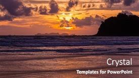  Presentation with sunset beach - Slide deck enhanced with stunning-sunset-on-the-untouched background and a tawny brown colored foreground