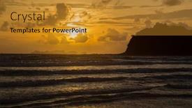  Presentation with sunset beach - Theme with stunning-sunset-on-the-untouched background and a gold colored foreground