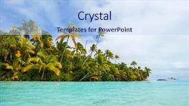  Presentation with pacific island - Slide set consisting of stunning tropical island with palm trees white sand and turquoise ocean water at cook islands south pacific background and a sky blue colored foreground