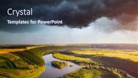  Presentation with nature river - Beautiful slide deck featuring stunning-view-from-a-drone backdrop and a tawny brown colored foreground