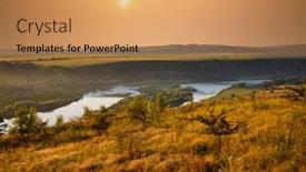  Presentation with nature river - Audience pleasing PPT theme consisting of stunning-view-of-the-sinuous backdrop and a yellow colored foreground