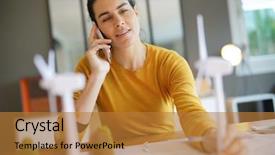  Presentation with turbine - Audience pleasing PPT layouts consisting of stunning wind turbine engineer backdrop and a gold colored foreground