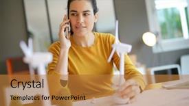  Presentation with turbine - Amazing theme having stunning wind turbine engineer backdrop and a gold colored foreground