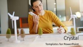  Presentation with turbine - PPT layouts consisting of stunning wind turbine engineer background and a coral colored foreground