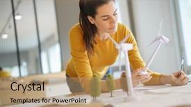  Presentation with turbine - Colorful slide deck enhanced with stunning wind turbine engineer backdrop and a coral colored foreground