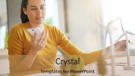  Presentation with turbine - Slide deck featuring stunning wind turbine engineer background and a yellow colored foreground