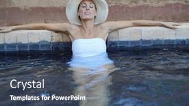  Presentation with moroccan - Slide deck consisting of stunning woman in moroccan swimming pool background and a ocean colored foreground