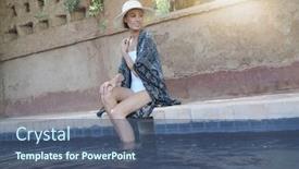  Presentation with moroccan - Slide deck consisting of stunning-woman-siting-by-moroccan background and a ocean colored foreground