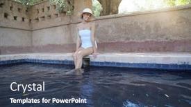  Presentation with moroccan - Amazing slides having stunning woman sitting by moroccan swimming pool backdrop and a ocean colored foreground