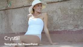  Presentation with moroccan - PPT layouts with stunning woman sitting by moroccan swimming pool background and a gray colored foreground