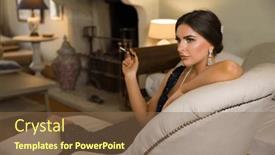  Presentation with 1920s - Presentation theme having stunning-young-woman-in-black background and a tawny brown colored foreground