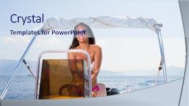  Presentation with speedboat - Beautiful slides featuring stunningly beautiful young woman driving backdrop and a  colored foreground