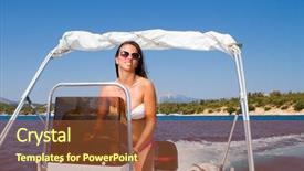  Presentation with speedboat - Colorful PPT layouts enhanced with stunningly beautiful young woman driving backdrop and a  colored foreground