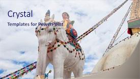  Presentation with nepal flag - Presentation design consisting of stupa in boudhanath kathmandu nepal background and a sky blue colored foreground