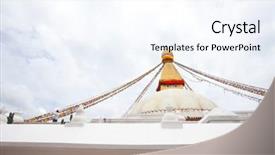  Presentation with world heritage - Beautiful PPT theme featuring stupa in boudhanath kathmandu nepal backdrop and a sky blue colored foreground