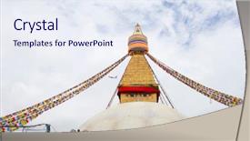  Presentation with nepal flag - Slide set with stupa in boudhanath kathmandu nepal background and a sky blue colored foreground