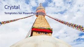  Presentation with nepal flag - PPT theme consisting of stupa in boudhanath kathmandu nepal background and a sky blue colored foreground