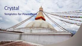  Presentation with world heritage - PPT layouts having stupa in boudhanath kathmandu nepal background and a sky blue colored foreground