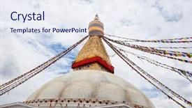  Presentation with world heritage - PPT theme featuring stupa in boudhanath kathmandu nepal background and a sky blue colored foreground