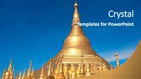  Presentation with shwedagon pagoda - Beautiful theme featuring stupa in shwedagon zedi daw backdrop and a ocean colored foreground