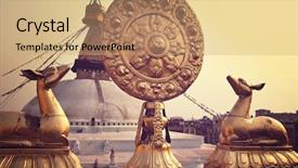  Presentation with stupa - Beautiful slide deck featuring stupa kathmandu nepal before earthquake backdrop and a coral colored foreground