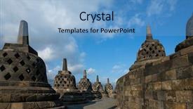  Presentation with borobudur temple - Presentation enhanced with stupas at borobudur temple - yogyakarta background and a light blue colored foreground
