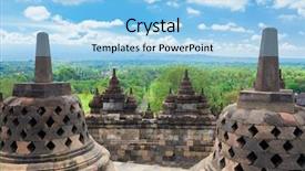  Presentation with borobudur temple - Theme featuring stupas at borobudur temple central background and a light blue colored foreground