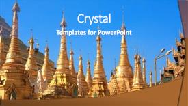  Presentation with shwedagon pagoda - Cool new slide deck with stupas in shwedagon zedi daw backdrop and a teal colored foreground