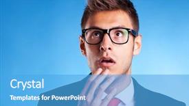  Presentation with 3d man business leader - Presentation theme consisting of stupefaction - astonished business man looking up background and a light blue colored foreground