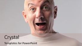  Presentation with bald - Amazing slide deck having stupefaction - bald man with astonished expression backdrop and a  colored foreground