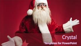  Presentation with santa claus and reindeers - Presentation theme with stupefaction - happy santa claus welcoming you background and a tawny brown colored foreground