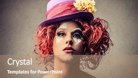  Presentation with beautiful sheet of cannabis marijuana - Slide deck having stupefaction - portrait of a beautiful clown background and a coral colored foreground