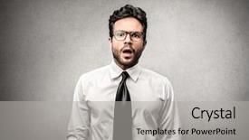  Presentation with portrait of a sleeping sloth - Theme enhanced with stupefaction - portrait of amazed businessman background and a light gray colored foreground